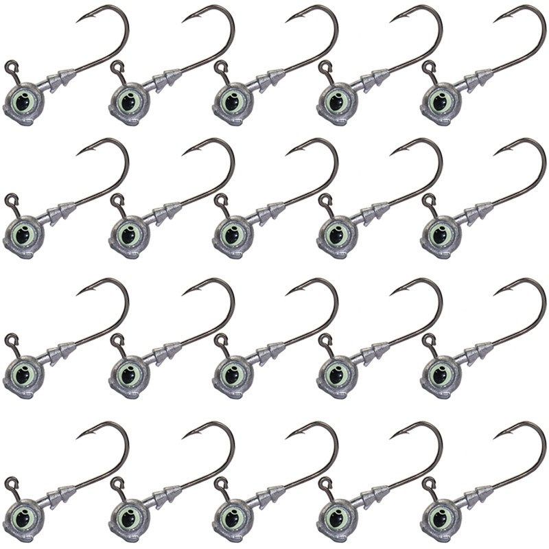 20Pcs Swimbait Jig Heads w/ 3D Luminous Eye Jig Head Bass Trout Fishing Hooks