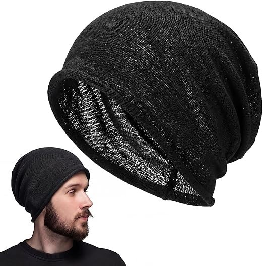100% Linen Beanie Summer Cooling Beanie for Men Women Slouchy Lightweight Hat