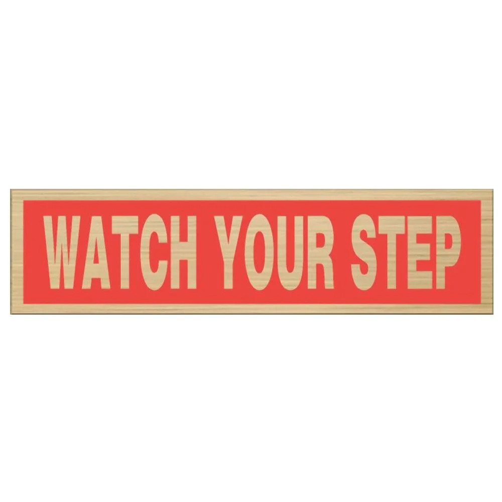 Hillman Gray & Black Nickel Mylar Self-Adhesive Watch Your Step Sign, 2 x 8"