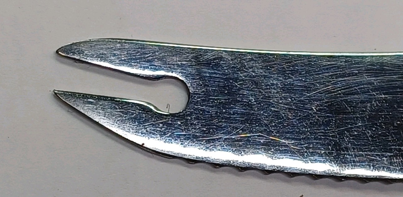 Vtg SKAUGUM 4.25" Serrated Cheese Knife W/ Wood Handle F/ Norway
