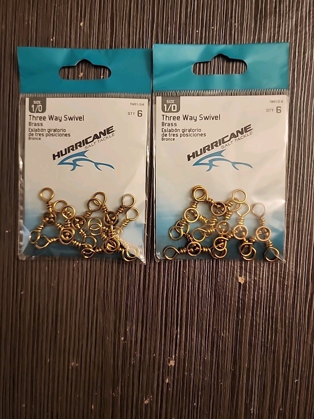 12Pc Three Way Swivel Gold Size 1/0 Hurricane
