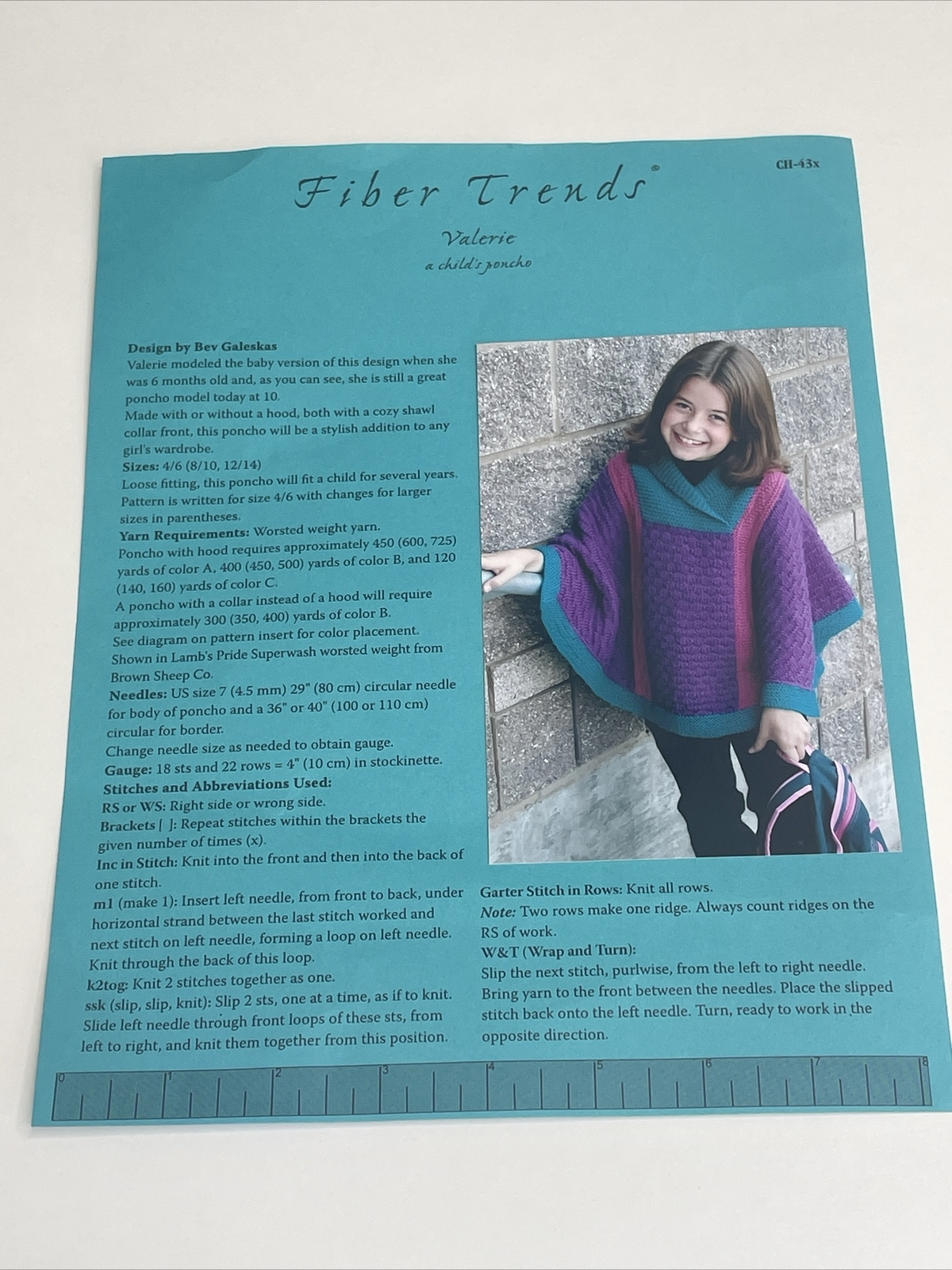 Fiber Trends Valerie A Child's Poncho Knitting Pattern