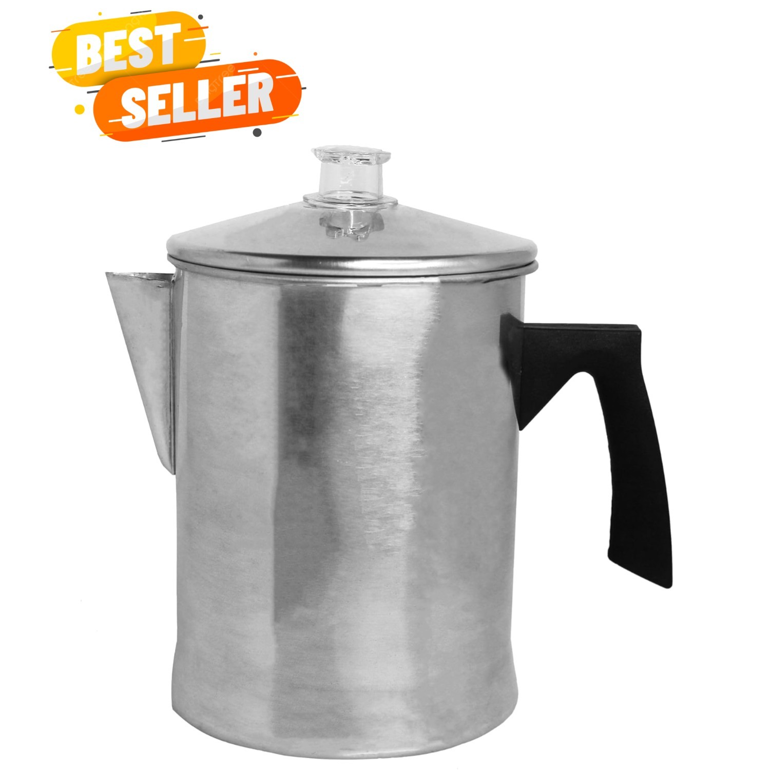 Classic Silver Aluminum Coffee Percolator - Manual 9-Cup Brewer for Any Stovetop