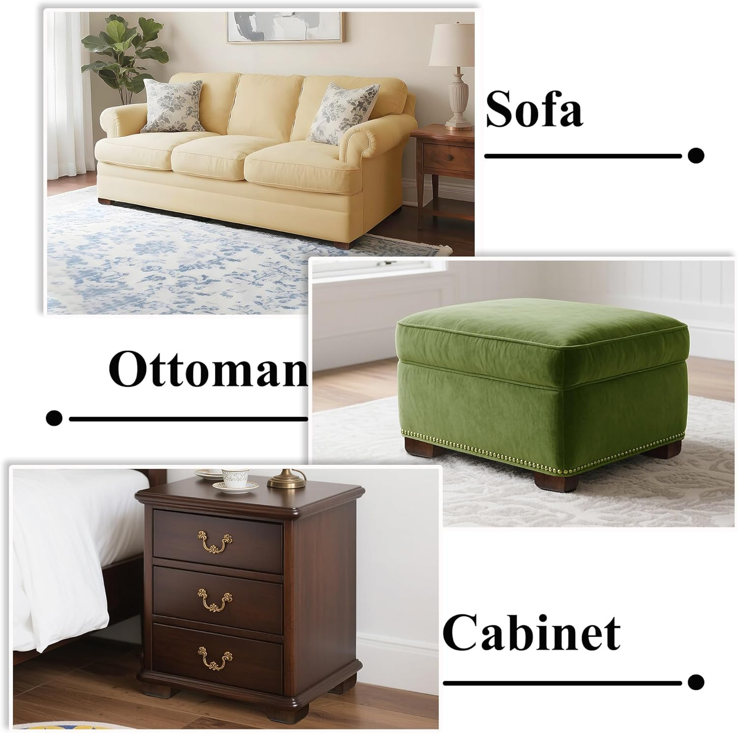 Sofa Legs Square Bed Feet 2 Inch Wood Replacement Leg for Furniture Set of 4, Da