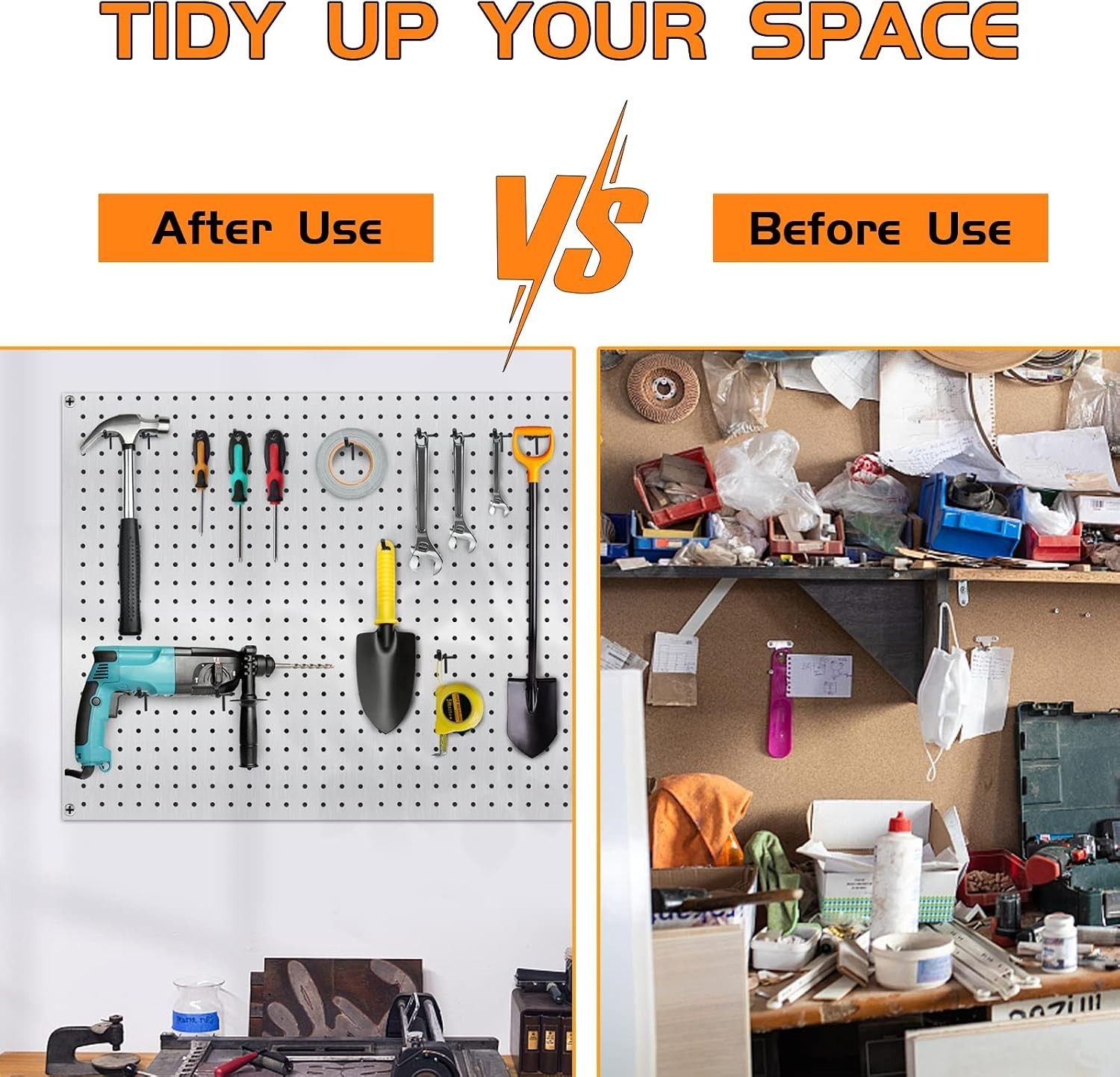 Traditional Style Pegboard Accessories - 100 Hooks, Black