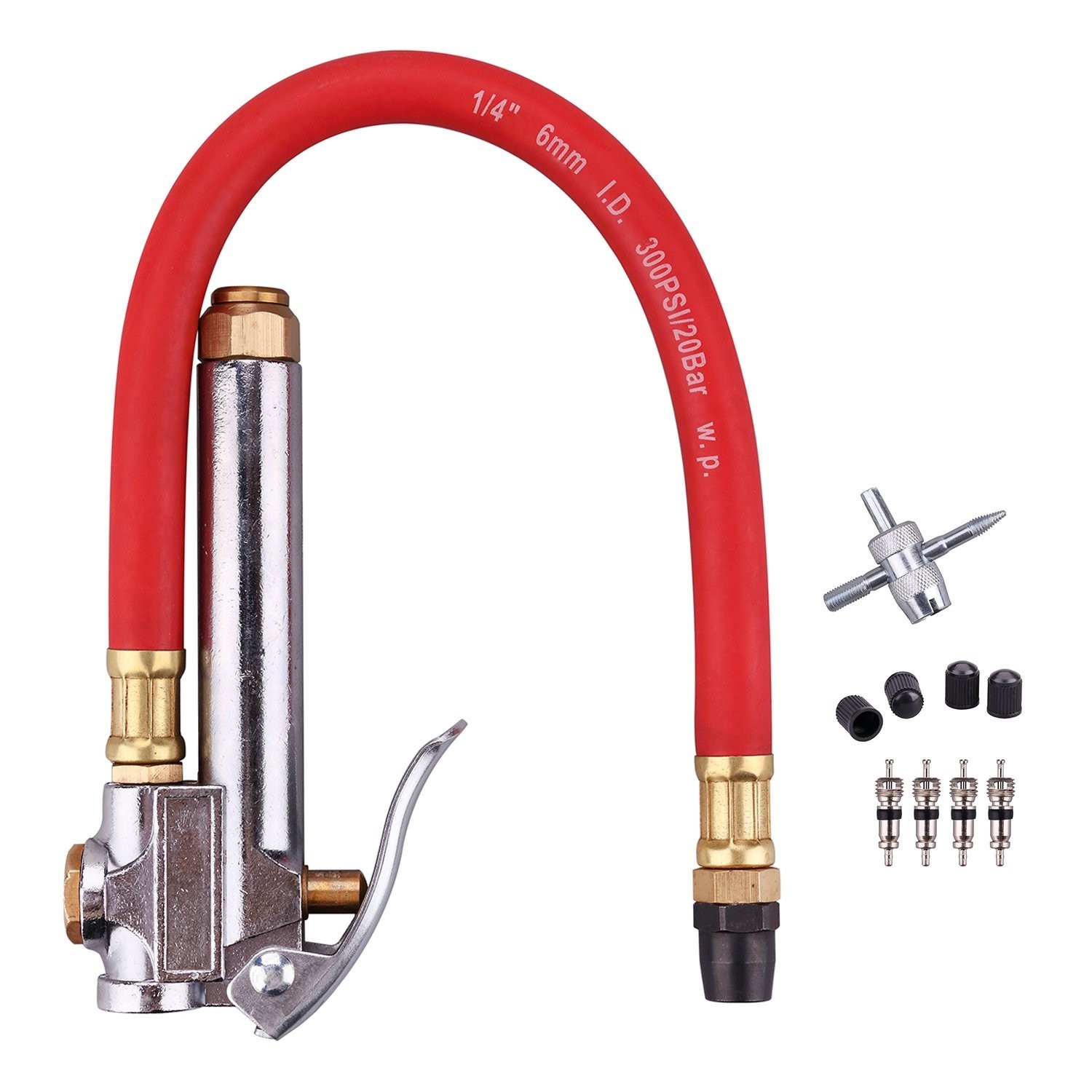 WYNNsky Bayonet Style Tire Inflator Gauge, with Heavy Duty Straight Head Air...