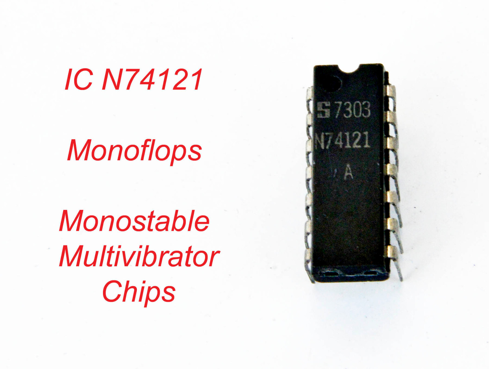 IC N74121, Monoflops, Monostable Multivibrator Chips, 14 Pin, 20mm Long, 5pcs