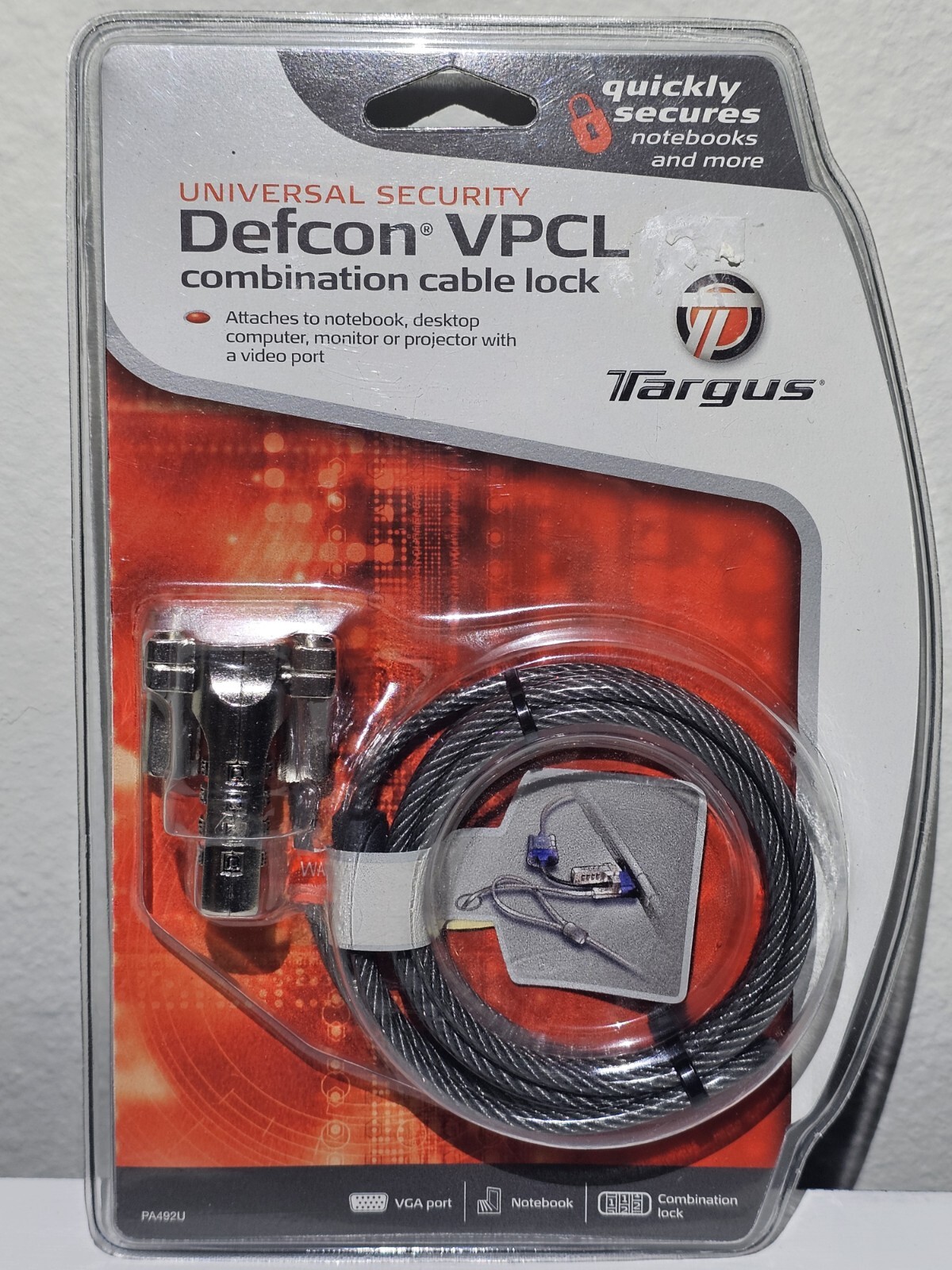 Targus Defcon CL Laptop Notebook Cable Security Combination Lock PA492U New