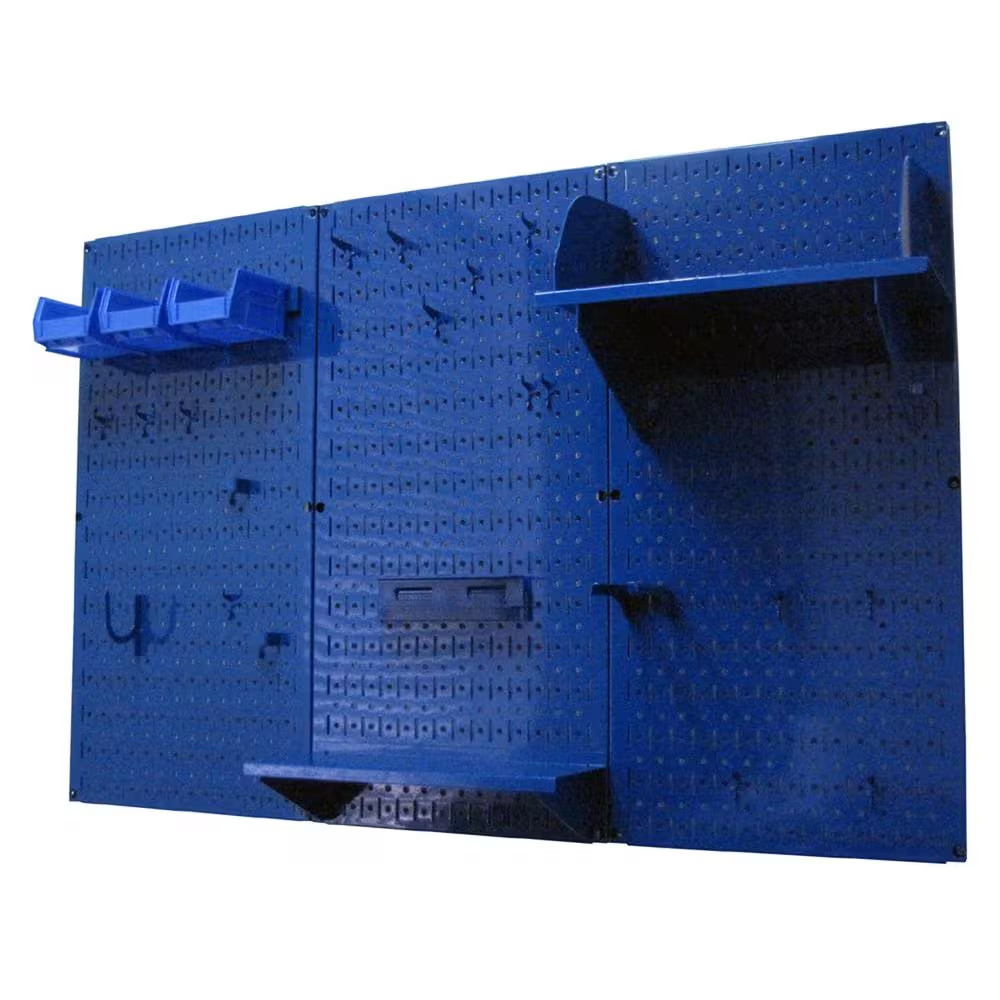 32 In. X 48 In. Metal Pegboard Standard Tool Storage Kit with Blue Pegboard and