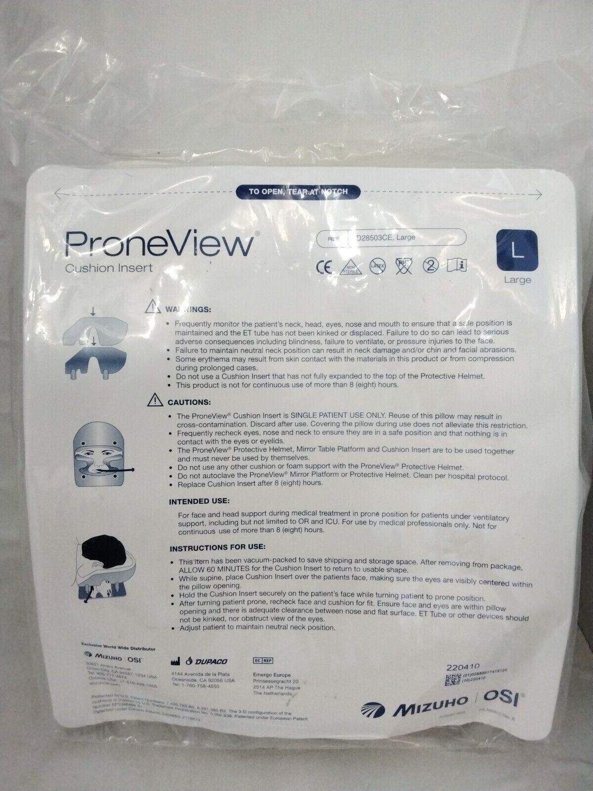 Mizuho OSI ProneView Large Cushion Insert D28503CE L
