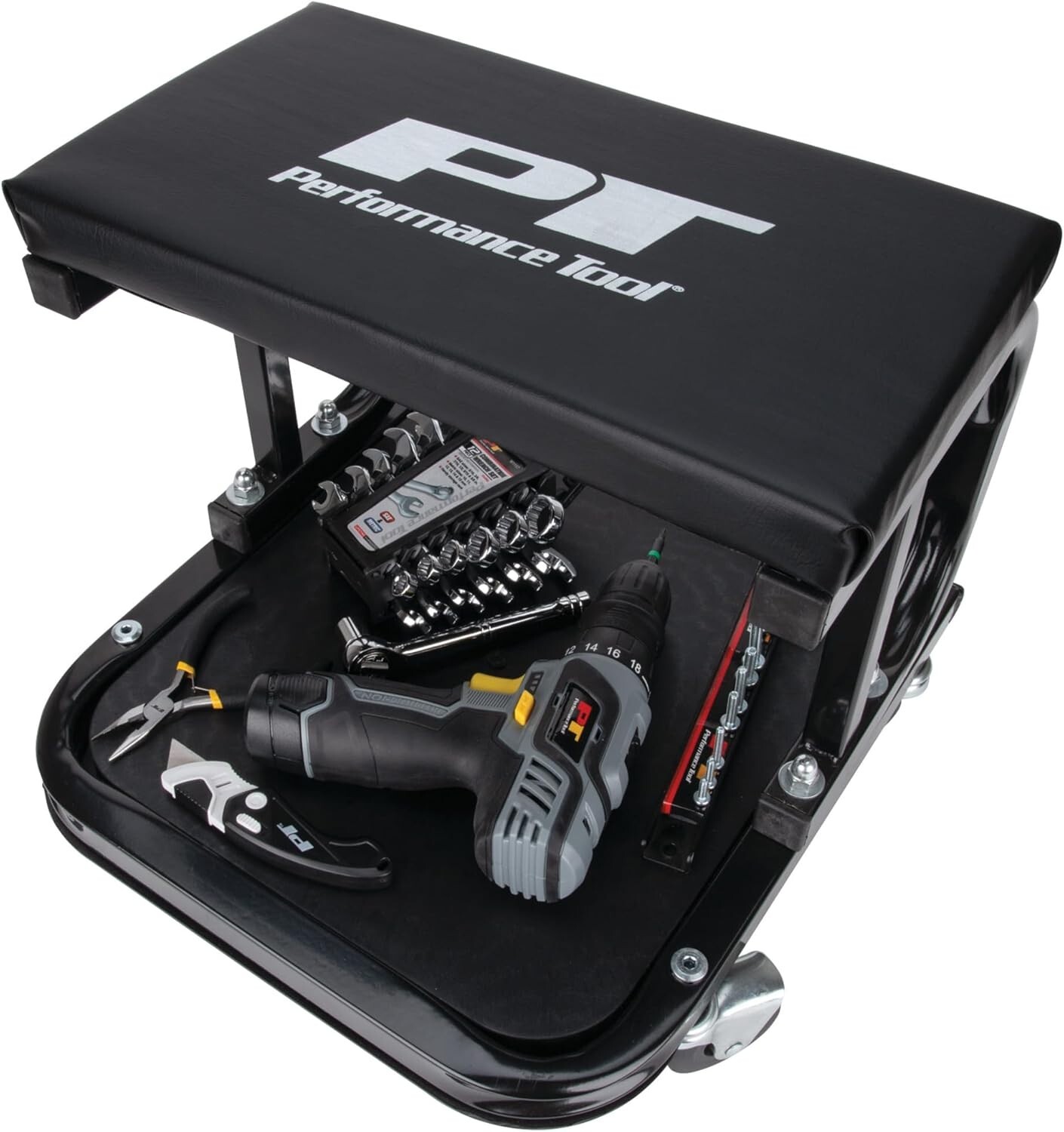 Wilmar Performance Tools Heavy Duty C-Frame Creeper Seat with Tool Tray W85007