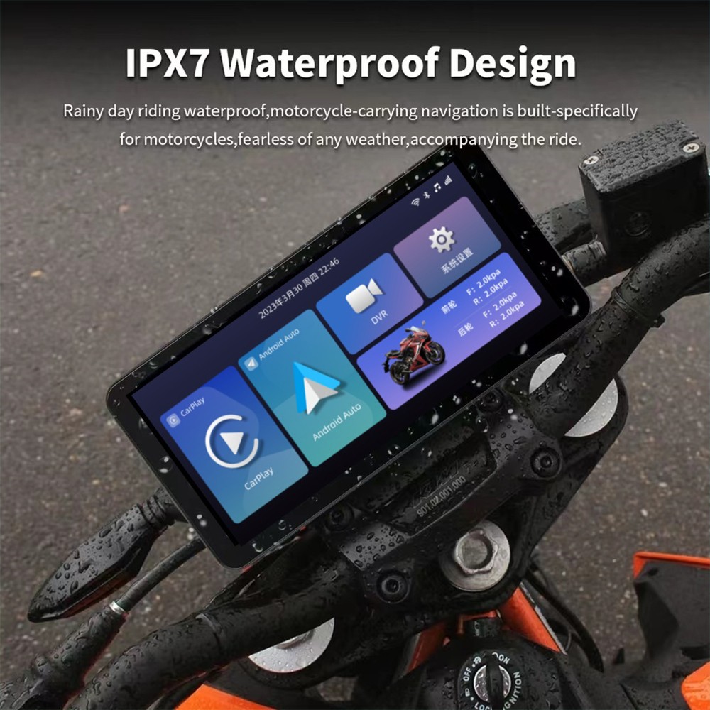 Wireless Motorcycle CarPlay Android Auto 6.3" Touch Screen GPS Navigation