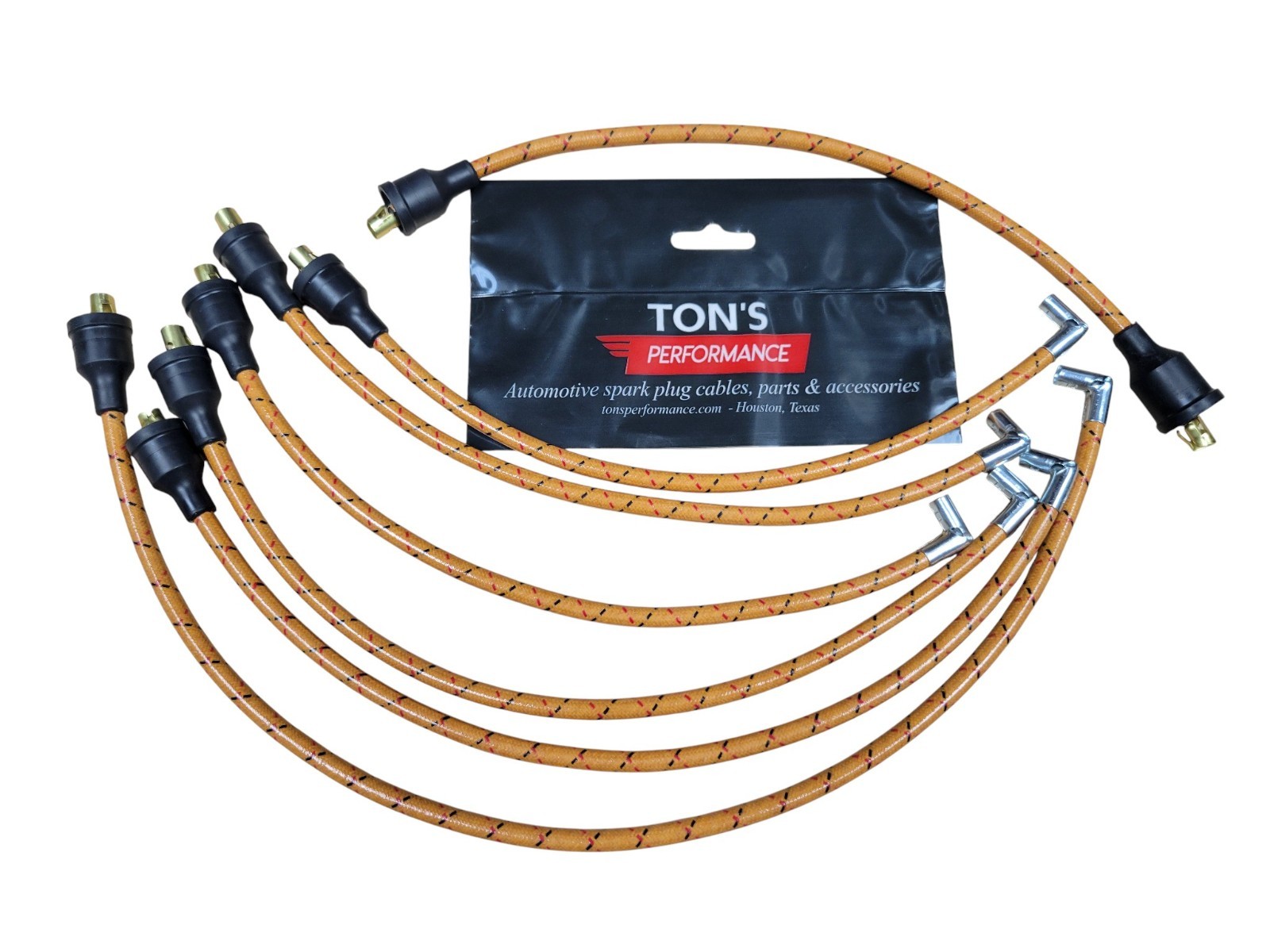 Orange Black Red 7mm Cloth Covered Spark Plug Wire Set Vintage Wires Inline 6 v6