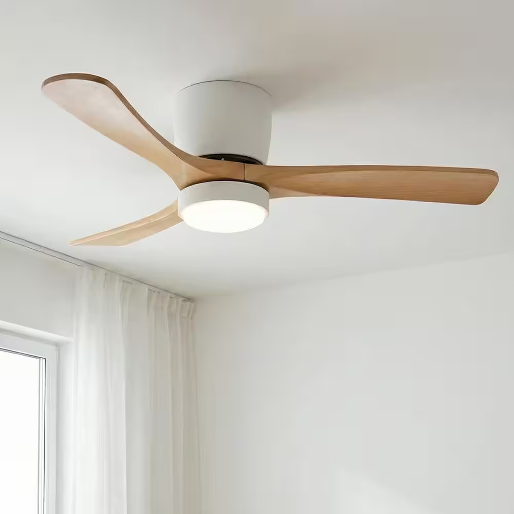 42 In. Integrated LED Indoor Flush Mount White Standard Ceiling Fan with Dimmabl