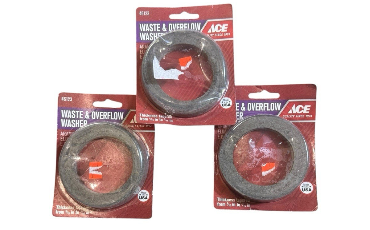 Lot Of 3 Waste & Overflow Washer Beveled Synthetic Rubber 46123