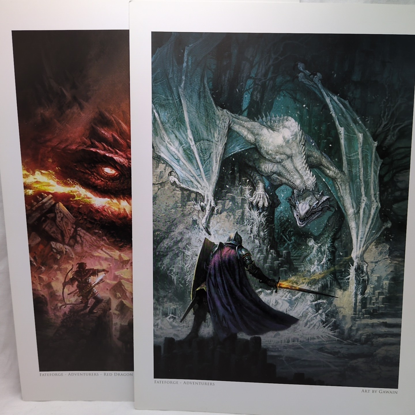 (2) Fateforge Adventures RPG Art Prints Red Dragon And Adventurers