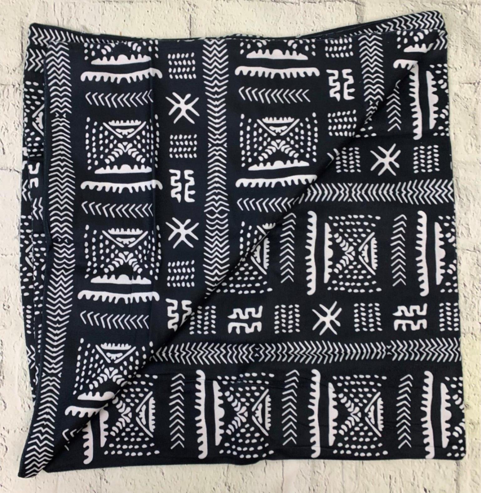 Set of 2 Black and White Pillow Covers 18 x 18 inches Bohemian Aztec Poly