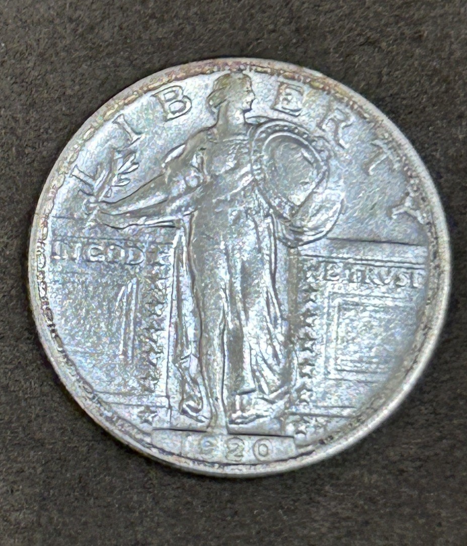 1920 Standing Lib Quarter Brilliant Choice AU nice add’n esoteric. Free SH US
