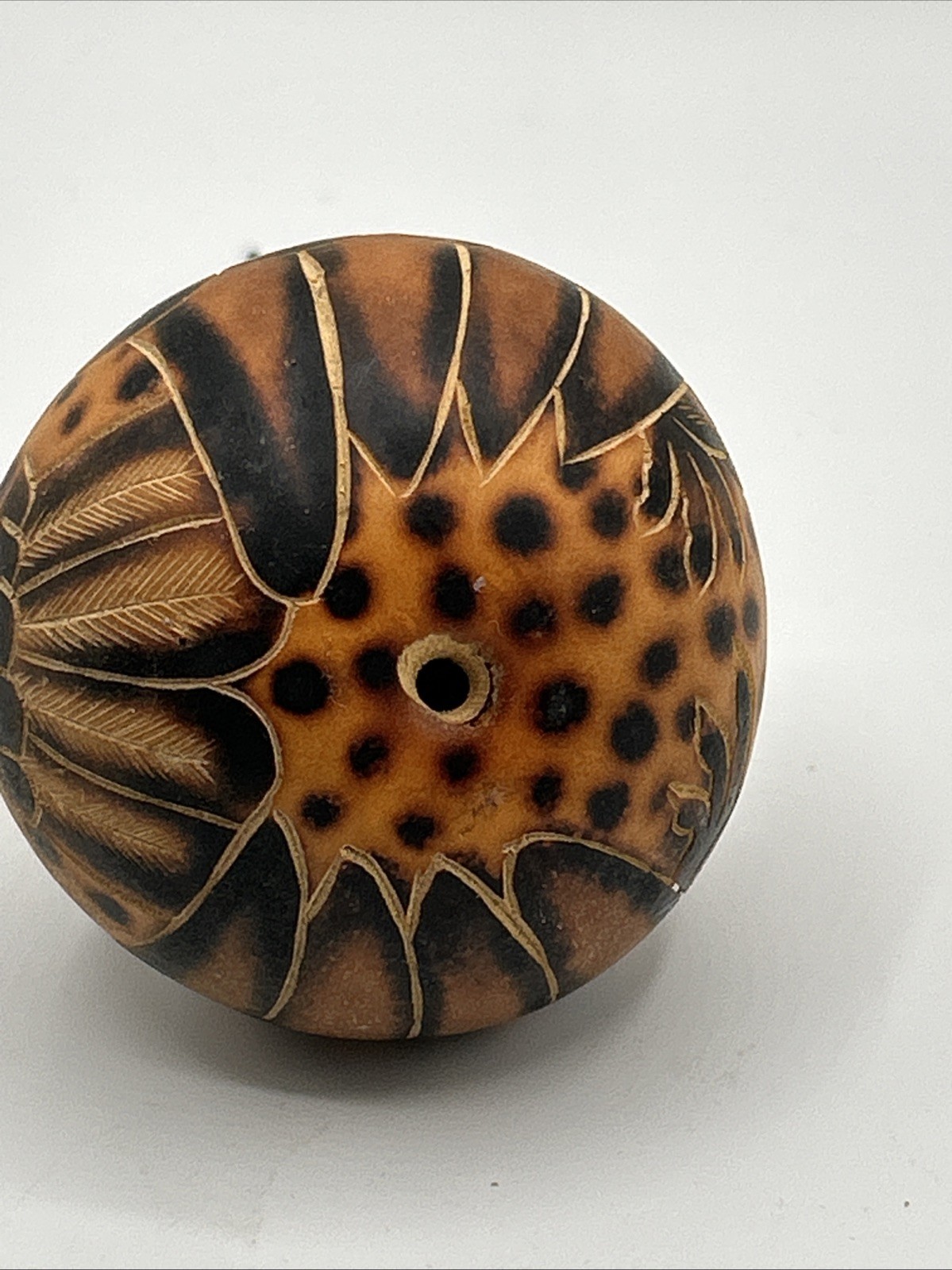 Hand Carved Peruvian Gourd Bird Primitive 6.5”