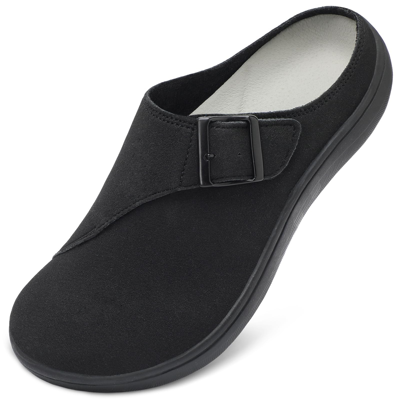 LeIsfIt Womens Wide Clogs Adjustable Diabetic Mules Slip on 9 Wide, Black