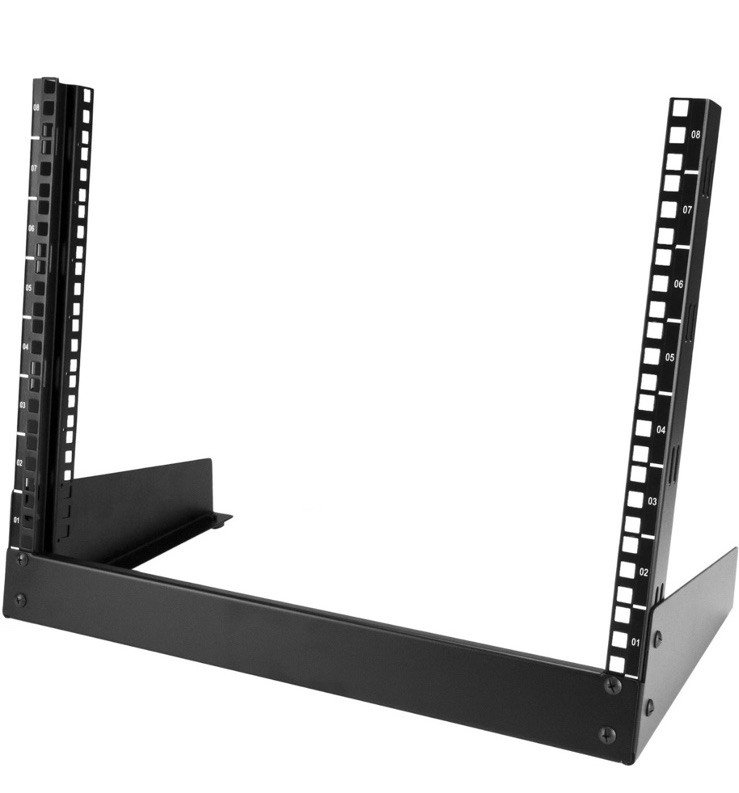 StarTech 8U Desktop PC Rack - 2-Post Open Frame Rack - 19in Open Frame IT Rack