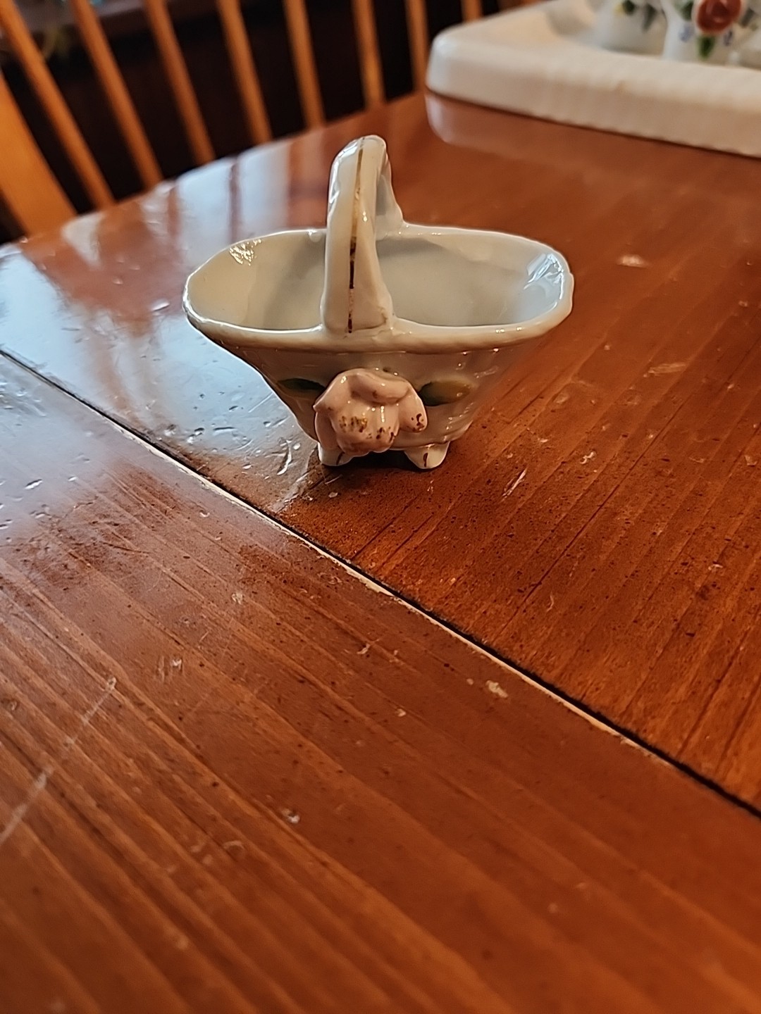 Vintage Japan Porcelain Flower Basket- Decorative Collectible