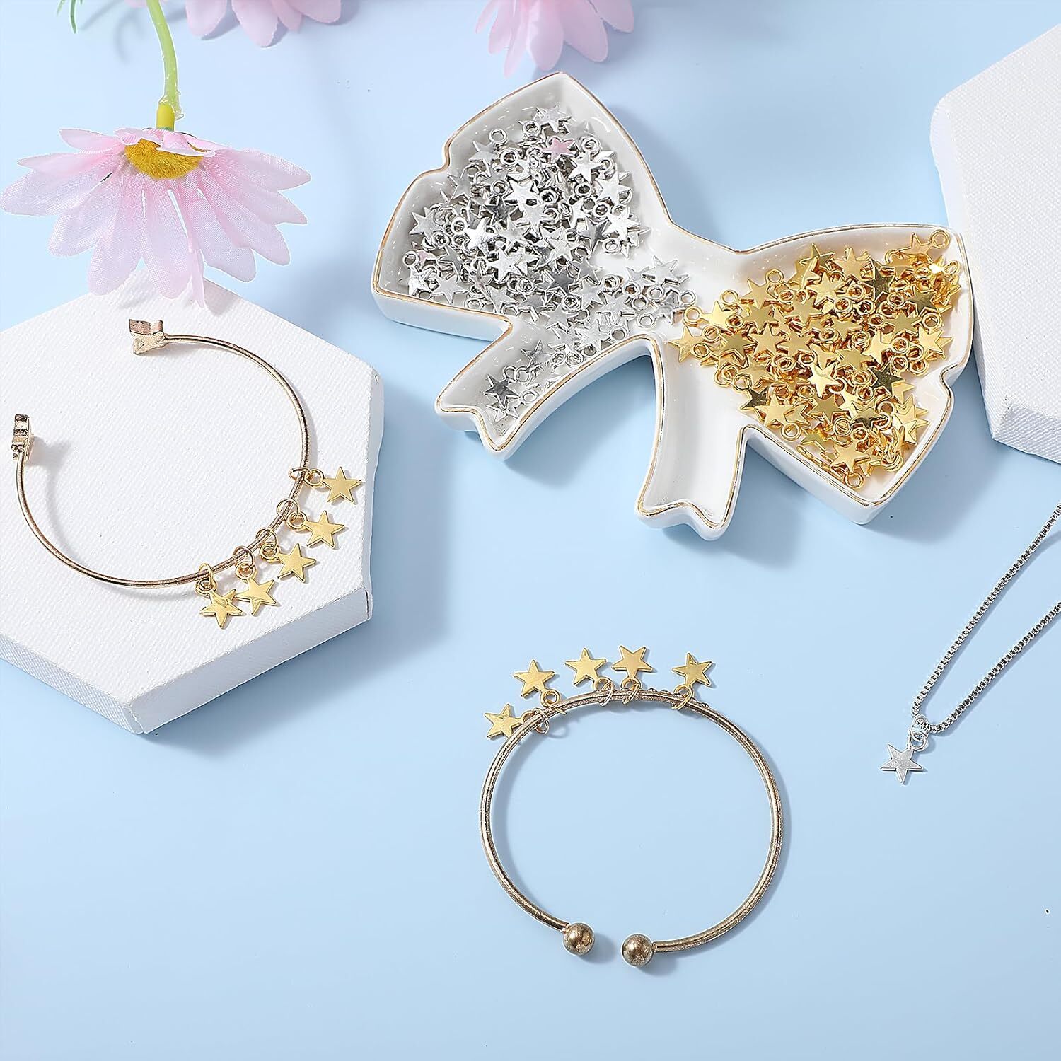 200Pcs Star Charms Pendant Mini Alloy Shape Charms...