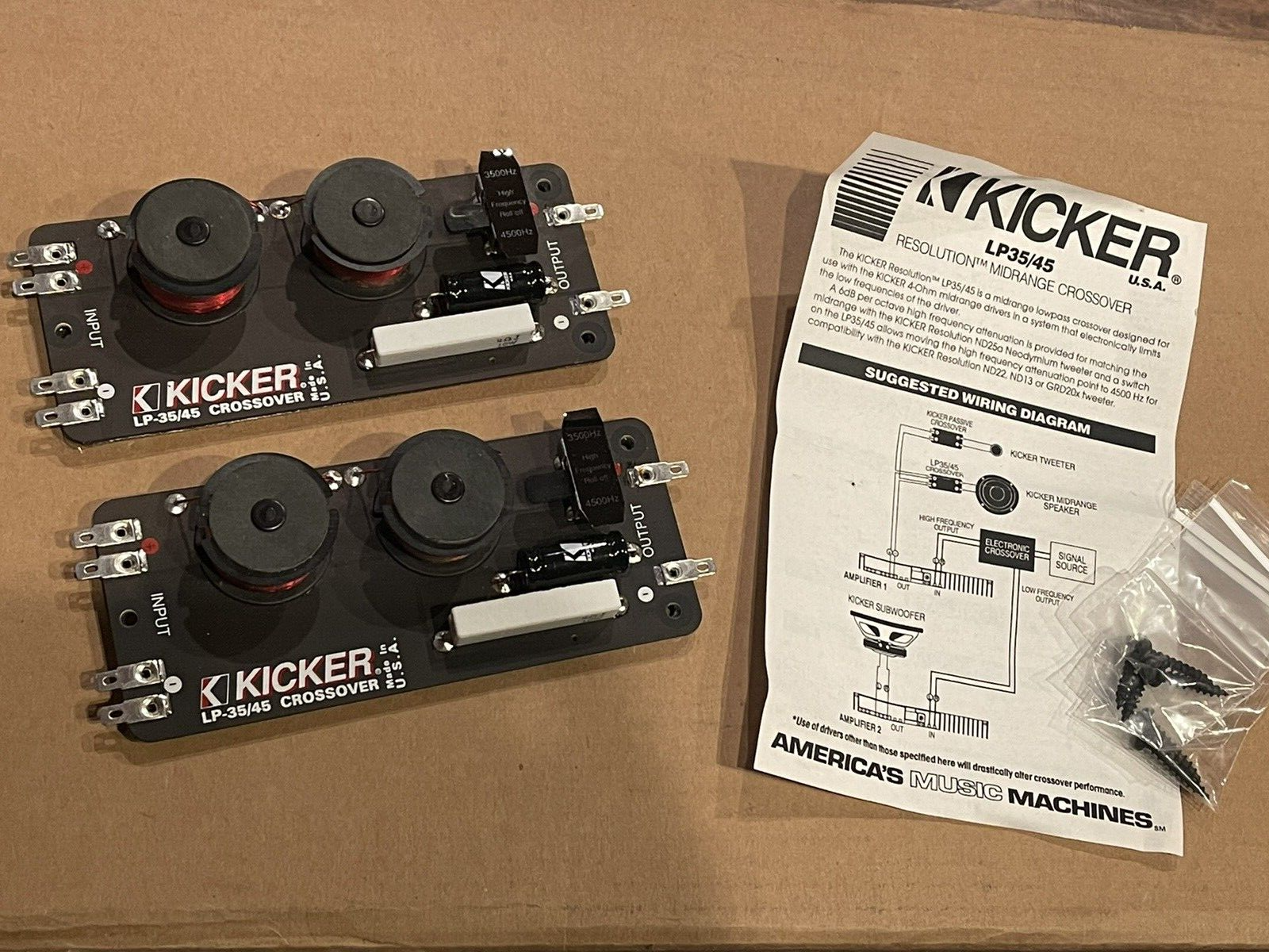 KICKER CROSSOVERS LP35/45 COMPONENT SET MIDRANGE/TWEETER 4OHM 3500HZ 4500HZ NEW