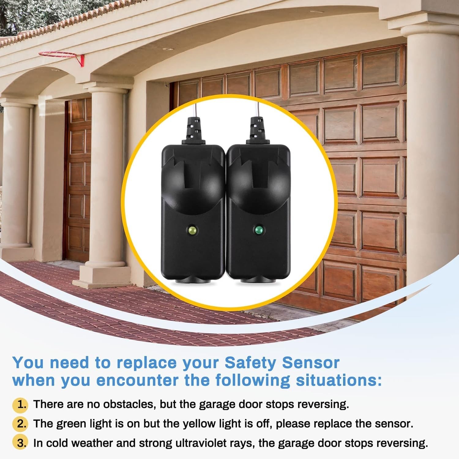 Safety Sensor Kit, Replacement for Craftsman/Chamberlain/Liftmaster Garage Do...