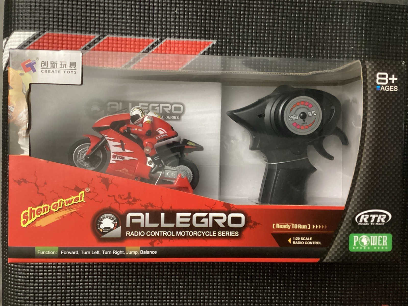 Allegro 1/20 RTR RC Motorcycle - 2.4 GHz - Red - New - 8012-1 - Wheelies Easy