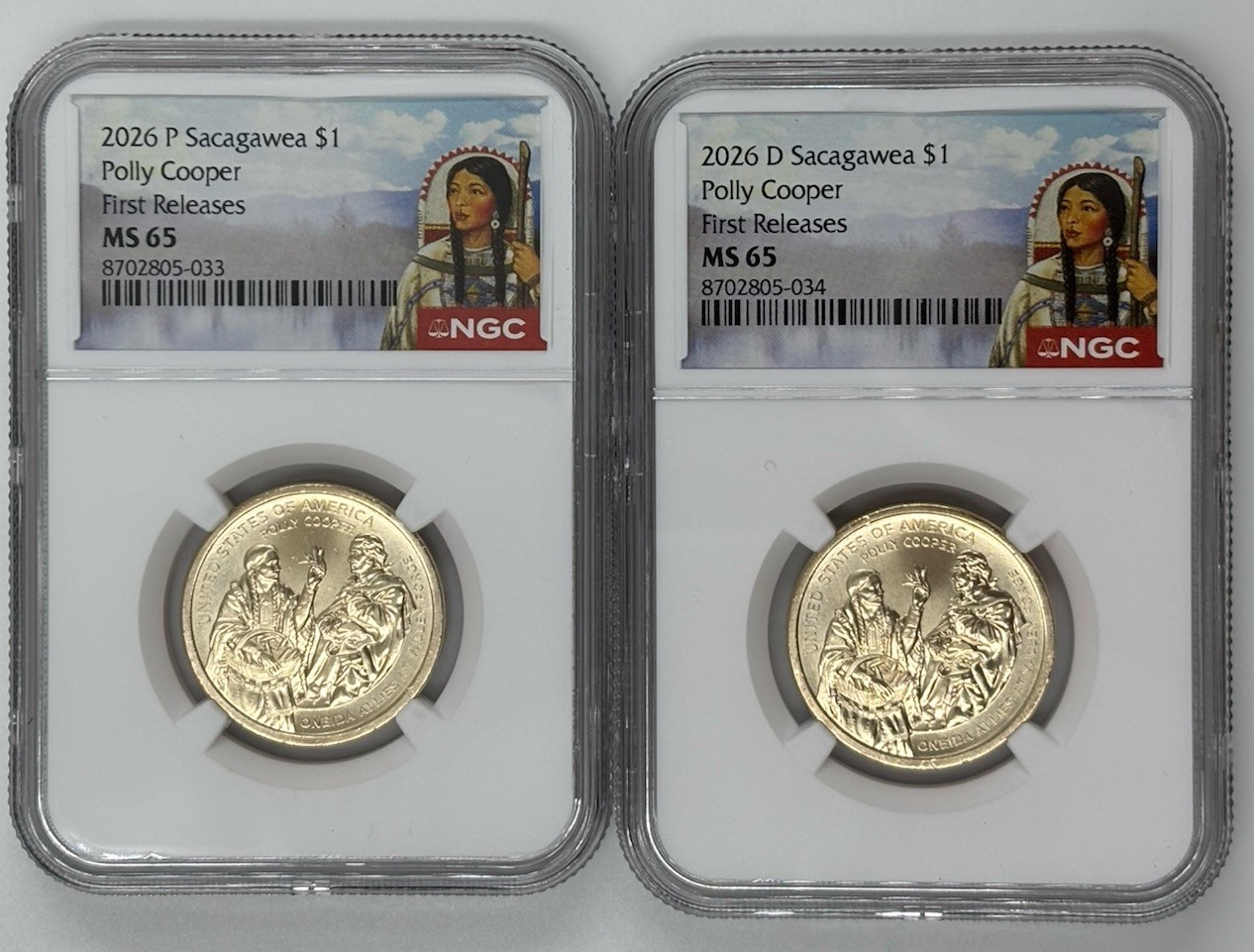 2026 P D Polly Cooper Native Sacagawea Dollar NGC MS 65🔥FIRST RELEASES🔥2-COINS