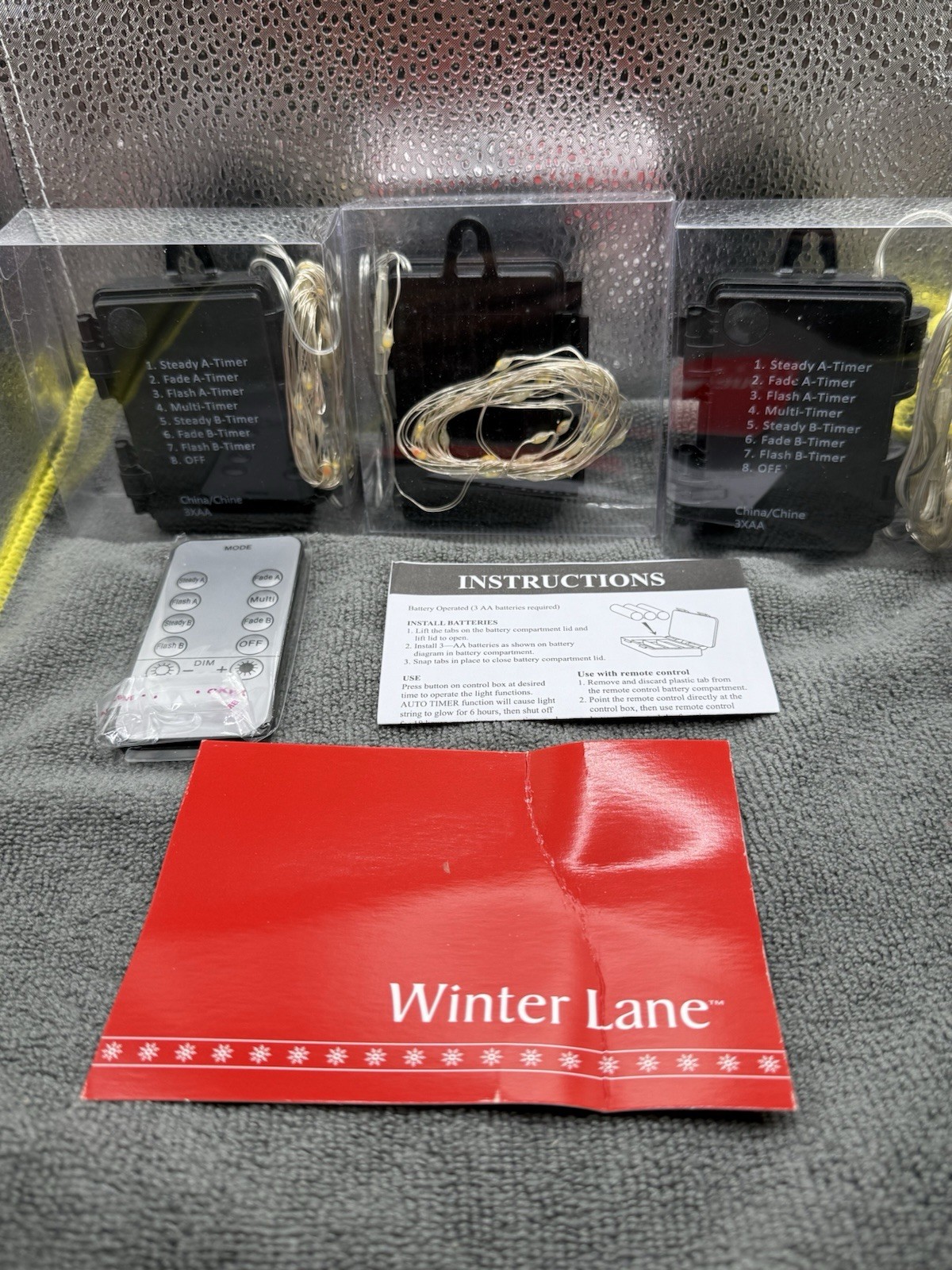 Winter Lane Remote Control Light Strings 3 Pack of 10 Foot Strings with Remote
