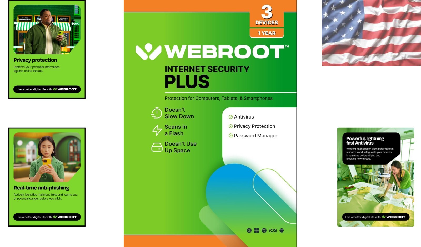 Internet Security Plus 2025 - 3 Device Antivirus + Password Manager Keycard