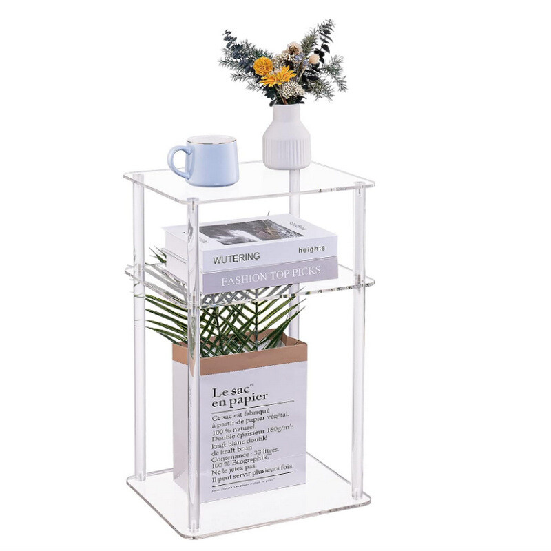 Acrylic Narrow Side Table 7" Wide Skinny Nightstand/Bedside Slim Small End Table