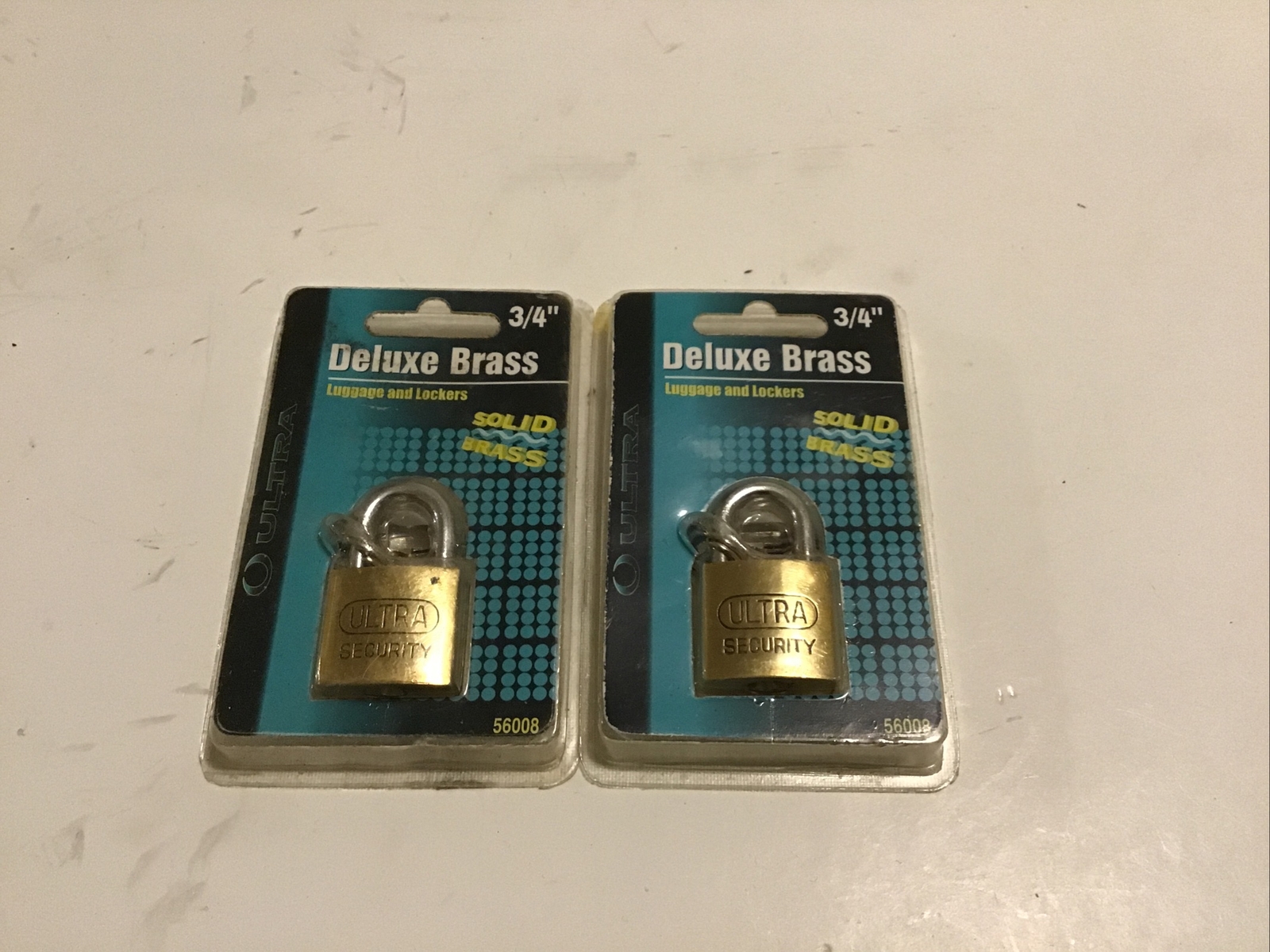 (2) Ultra 3/4 Deluxe Brass Padlock Luggage/Locker Lock