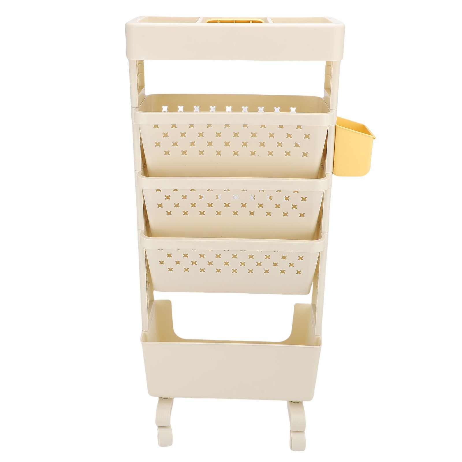 Rolling Book Cart 5 Tier Multi Functional Movable Storage Book Rack White