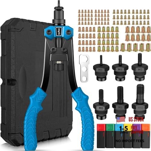 Professional Rivet Nut Tool Kit - 6 Mandrel Set with 125pcs Rivet Nuts【M3