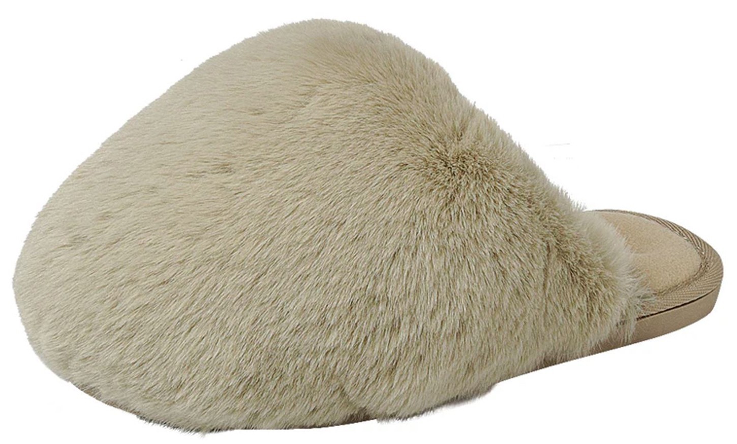 Forever Women Fur Slippers Fluffy Soft Plush Furry Mules RECAP Beige Taupe Tan