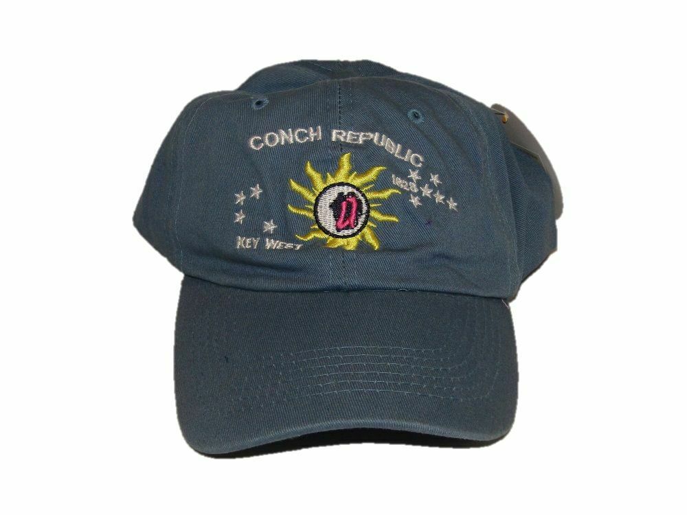 Key West Florida Conch Republic Deep Washed Light Blue Baseball Hat Cap (RUF)