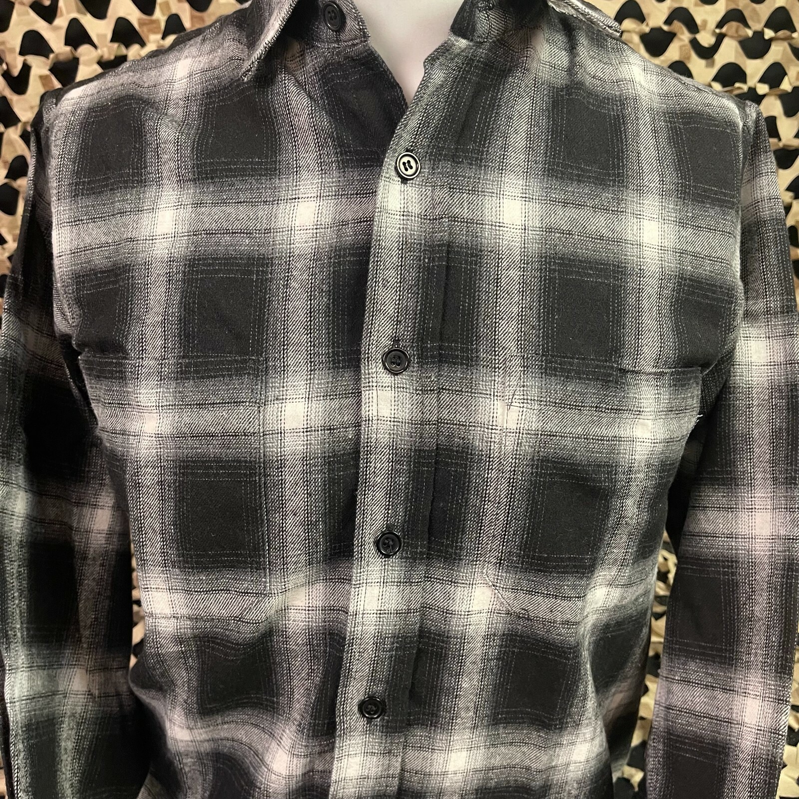 NEW HK Army Collide Button Up Flannel - Black - Small