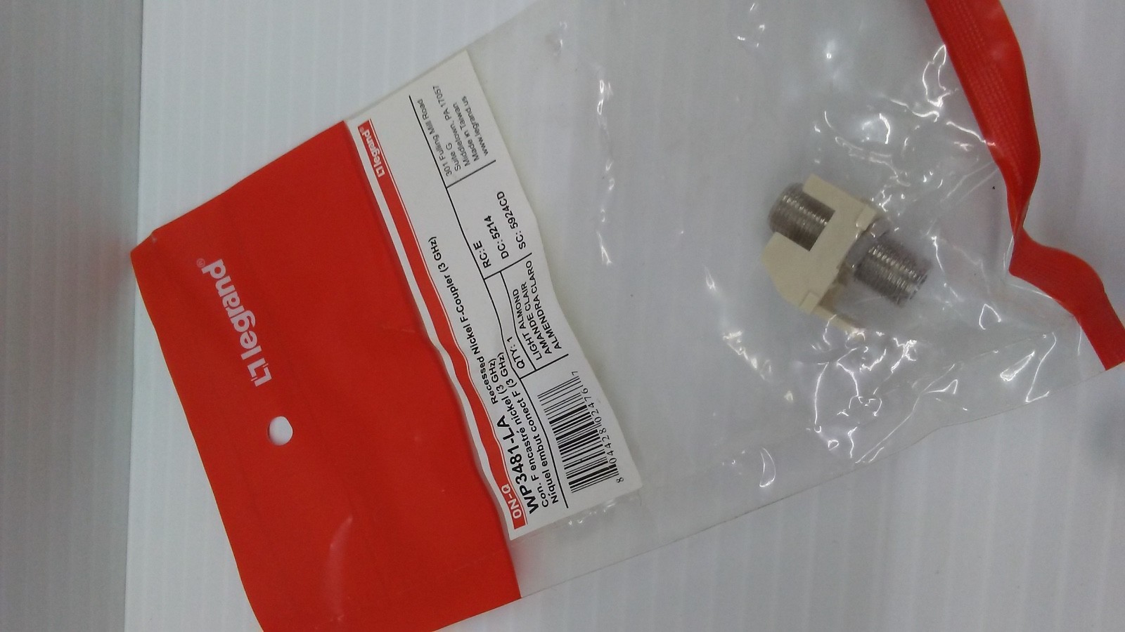 LOT OF 10 Legrand WP3481-LA Recessed Nickel F-Coupler LIGHT ALMOND FREE SHIP c