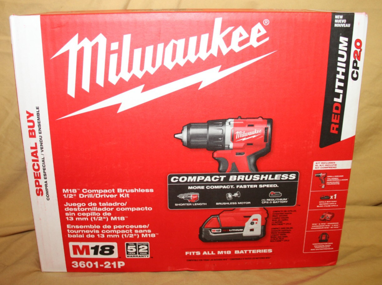 Milwaukee 3601-21P M18 Compact Brushless 1/2" Drill/Driver Kit - NEW