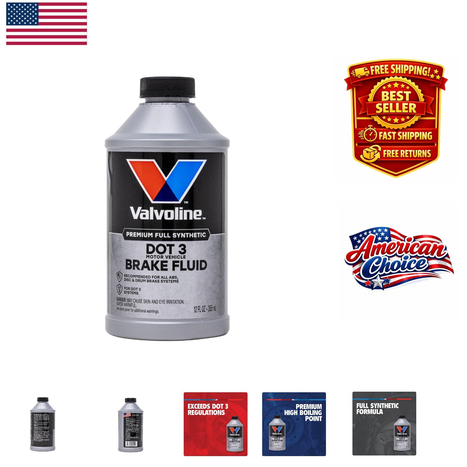 High-Performance 12oz DOT 3 Brake Fluid for Optimal Braking Protection & Safety