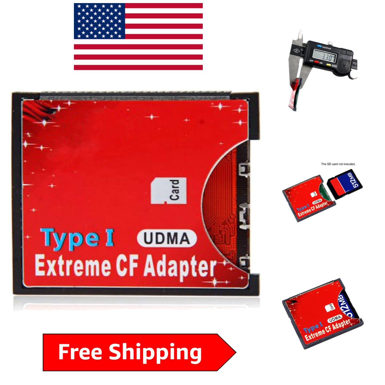 Compact Flash Memory Card Adapter for SD/SDHC/SDXC - Dust-Proof 256GB Support