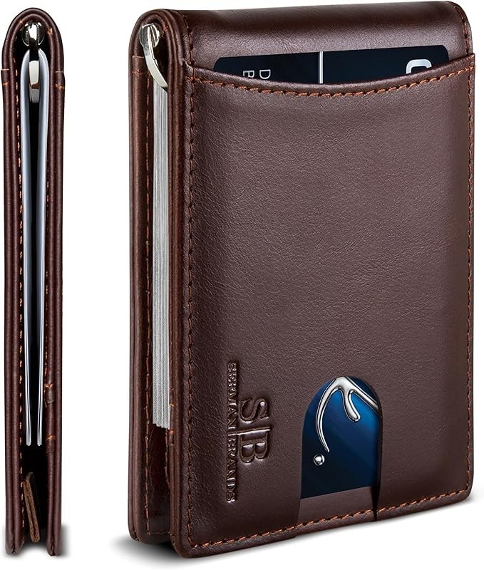 Billetera Hombre Carteras De Cuero Men Minimalista Delgadas Bloqueo Rfid Para