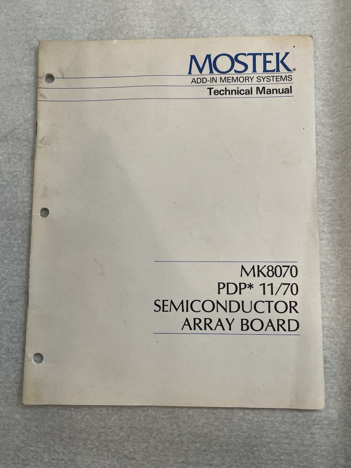 UNITED TECHNOLOGIES MOSTEK  technical manual MK8070 ADD-IN memory systems