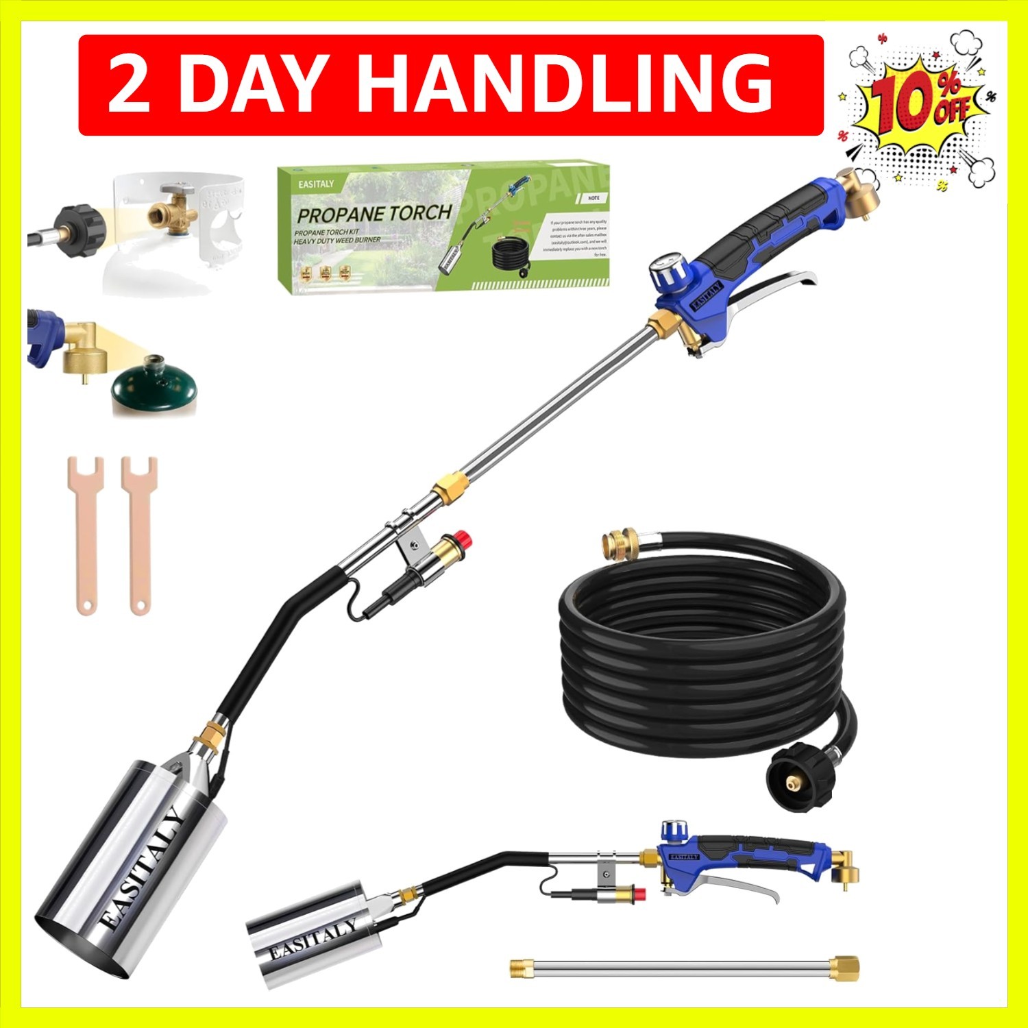 Propane Torch Weed Burner Kit,High Output with 12.5FT Hose,Heavy Duty Blow To...