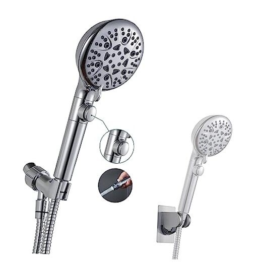 GwernKB Handheld Shower Head with On Off Switch 8-Mode High Pressure Silver