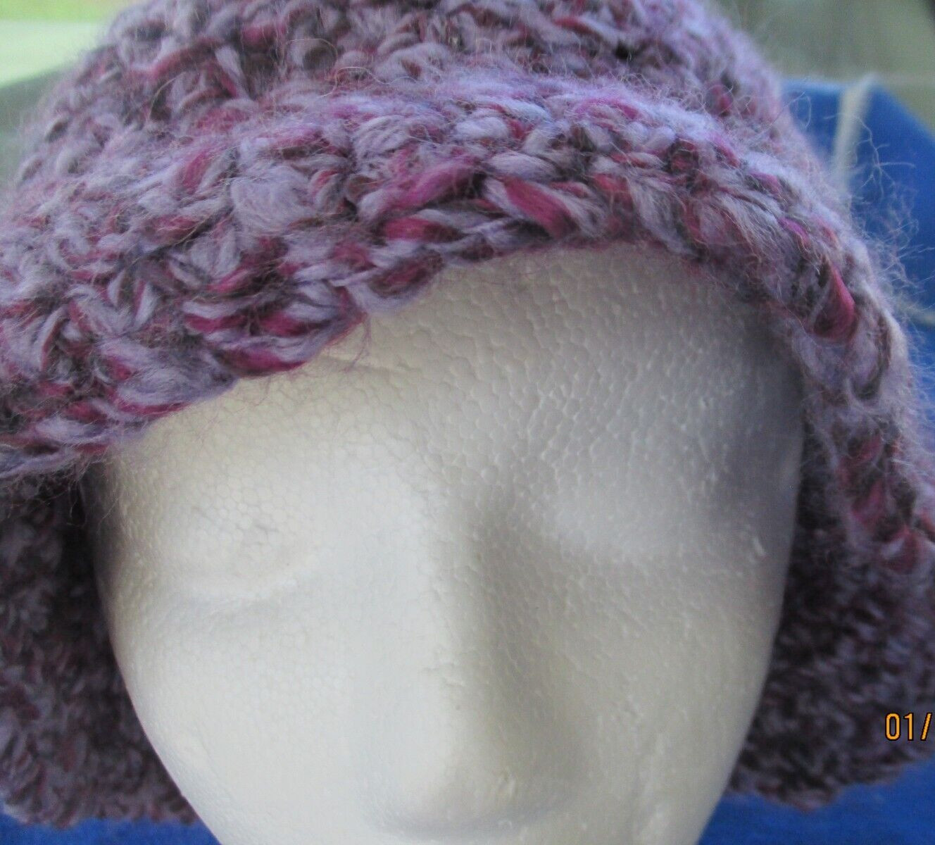 Lady's Crocheted Warm Bucket Hat LAVENDER & PLUM Tight Stitches Acrylic Adult Sz