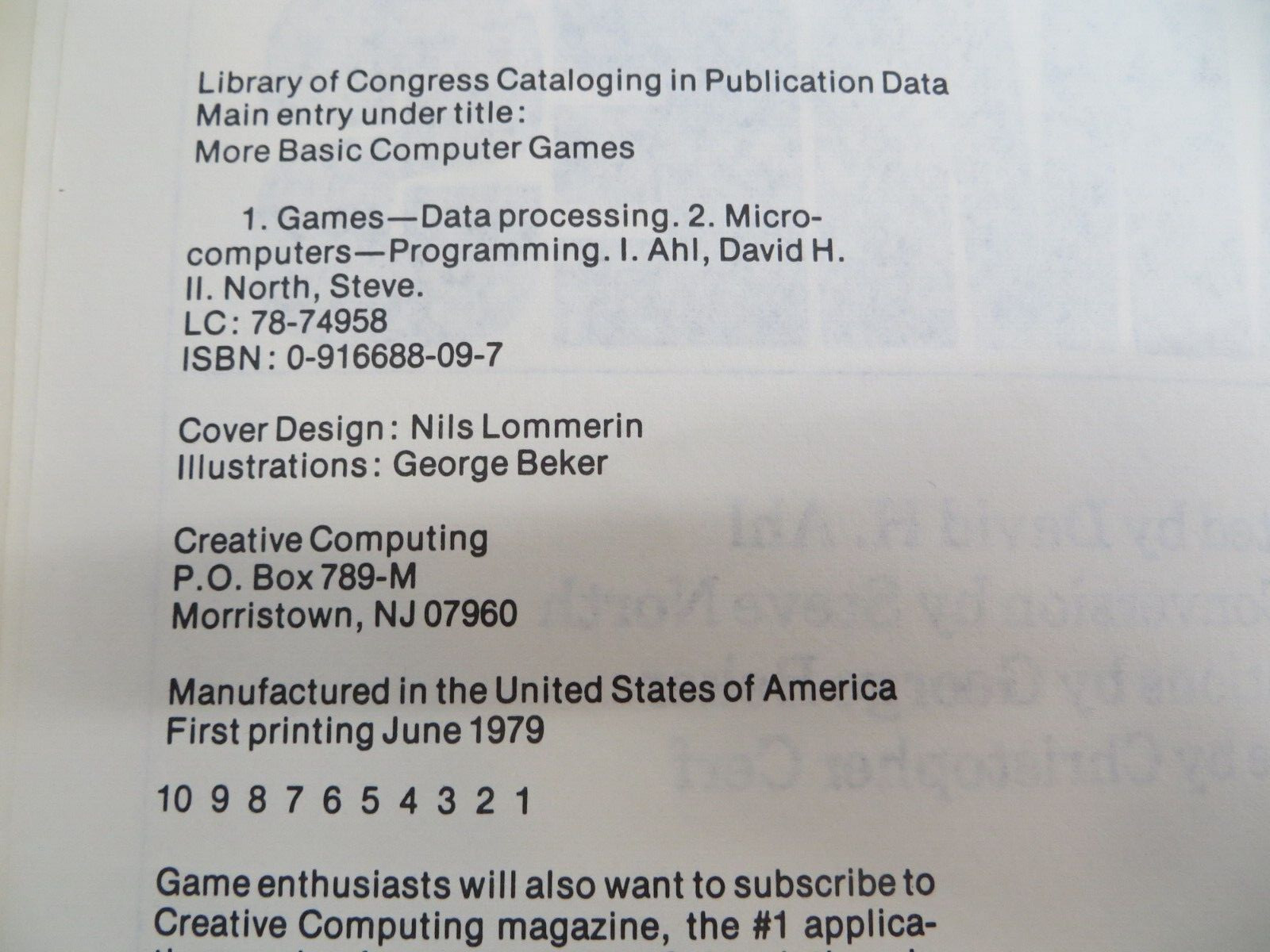 MORE BASIC COMPUTER GAMES 84 Games for Your Personal Computer in BASIC 1979 book